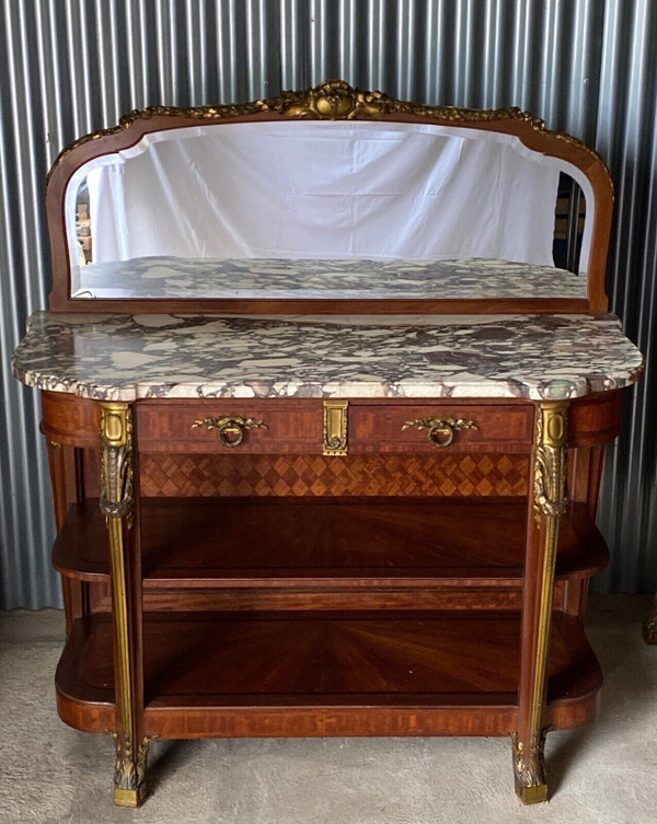 Napoleon III 19th century dining room, Louis XVI style marquetry and bronze