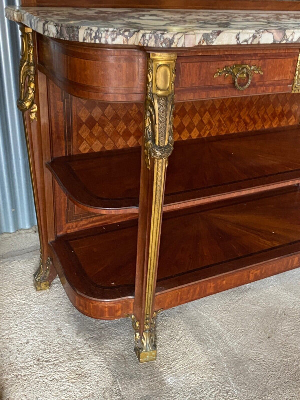 Napoleon III 19th century dining room, Louis XVI style marquetry and bronze