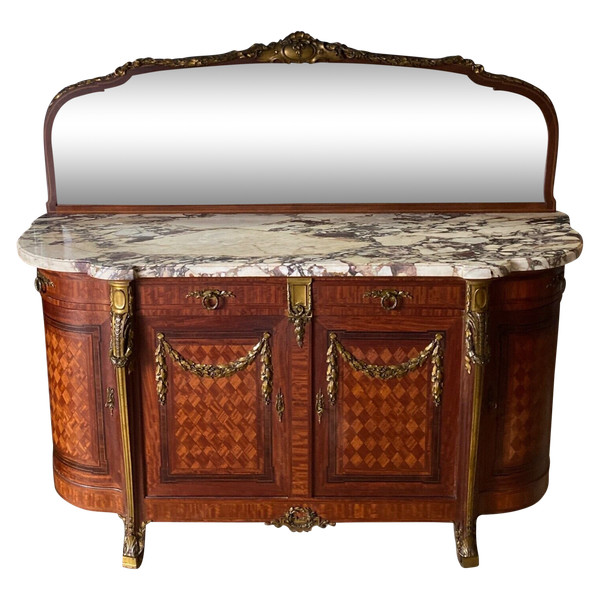 Napoleon III 19th century dining room, Louis XVI style marquetry and bronze