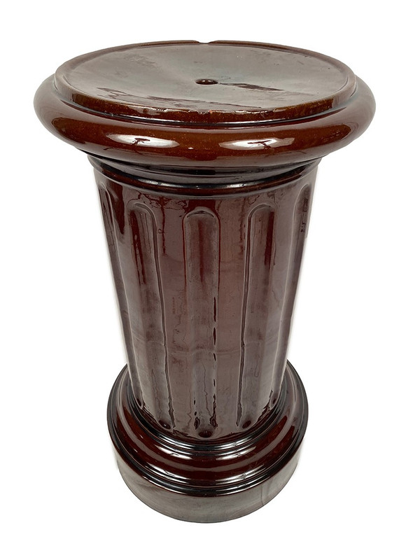 Complete in brown-toned enamelled ceramic, planter on its column