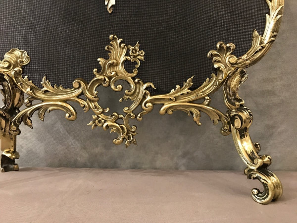 Antique bronze fireplace screen from the 19th century