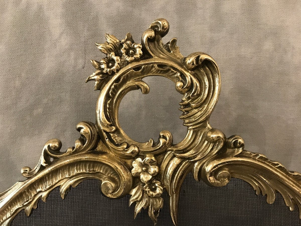 Antique bronze fireplace screen from the 19th century