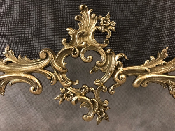 Antique bronze fireplace screen from the 19th century