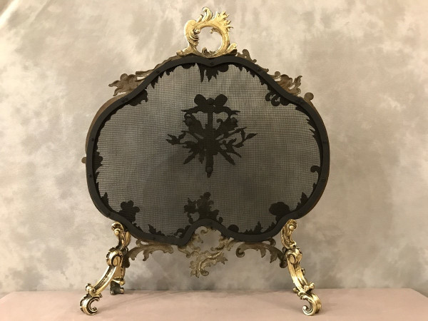 Antique bronze fireplace screen from the 19th century