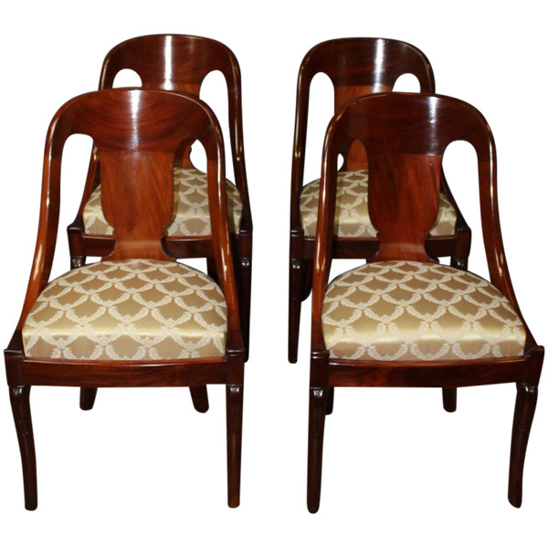 Set of Four 19th Century Mahogany Gondola Chairs