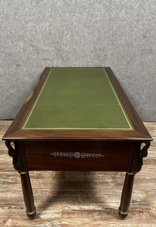 Empire mahogany swan neck center desk circa 1920-1940