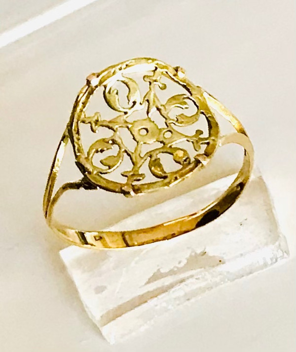 Ring aus 18 Karat Gold, Hahnenrad aus dem 18. Jahrhundert