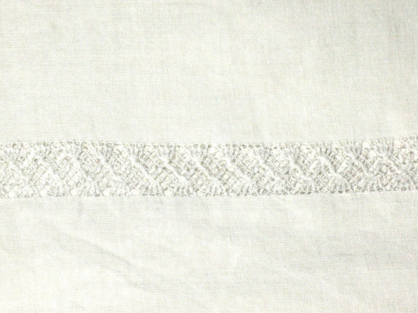 Pair of linen thread sheets with lace border NC initials, perfect condition: 240 x 300 cm