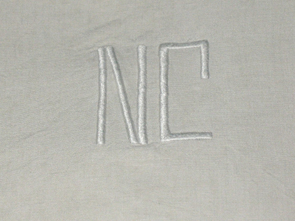 Pair of linen thread sheets with lace border NC initials, perfect condition: 240 x 300 cm