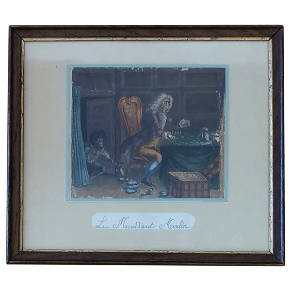 The Clever Beggar Watercolor Gouache 19th Century