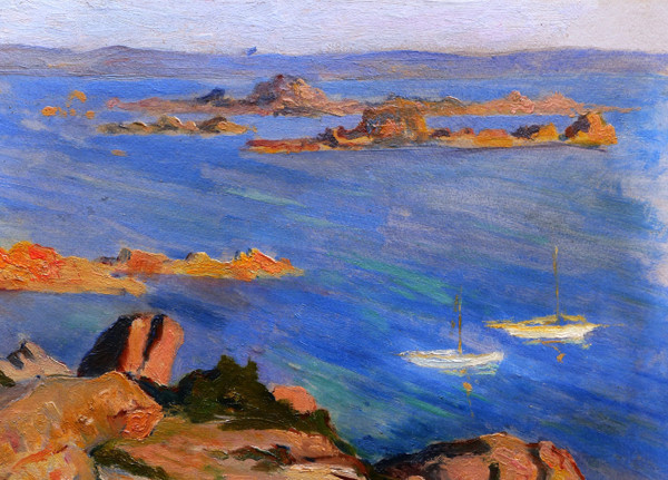 Attributed to Eugène Alfred DELÂTRE, Landscape at Bréhat