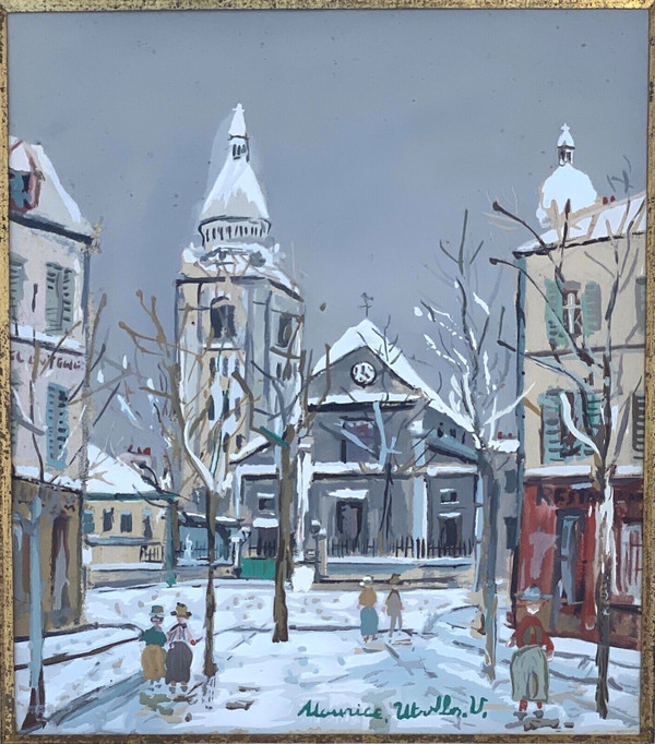 Maurice Utrillo process Saint-Pierre church in Montmartre under the snow