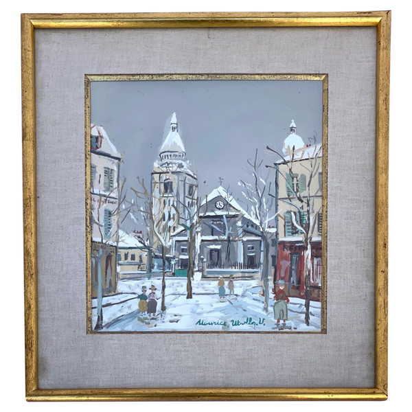 Maurice Utrillo process Saint-Pierre church in Montmartre under the snow