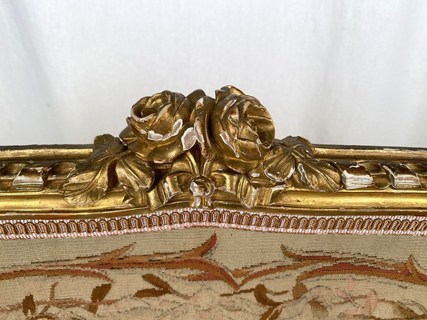 Gilded wood mantel screen with tapestry, Napoleon III period