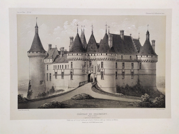 Chaumont Castle Lithograph By Victor Petit 19th C Old Print