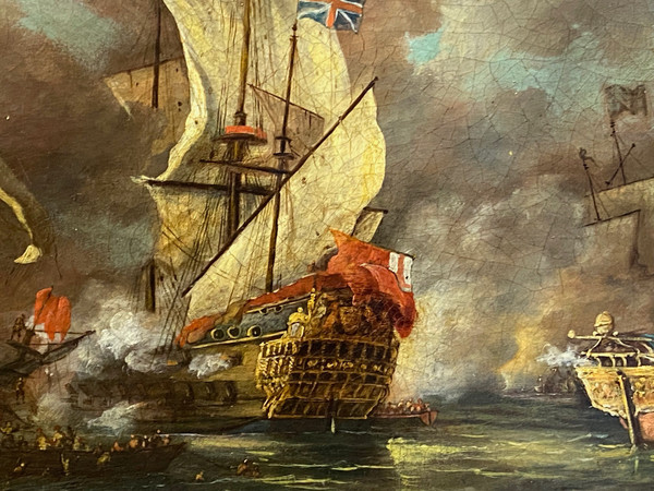 M. CALZOLARI (XIX-XX) - The Battle of TRAFALGAR - Oil on canvas