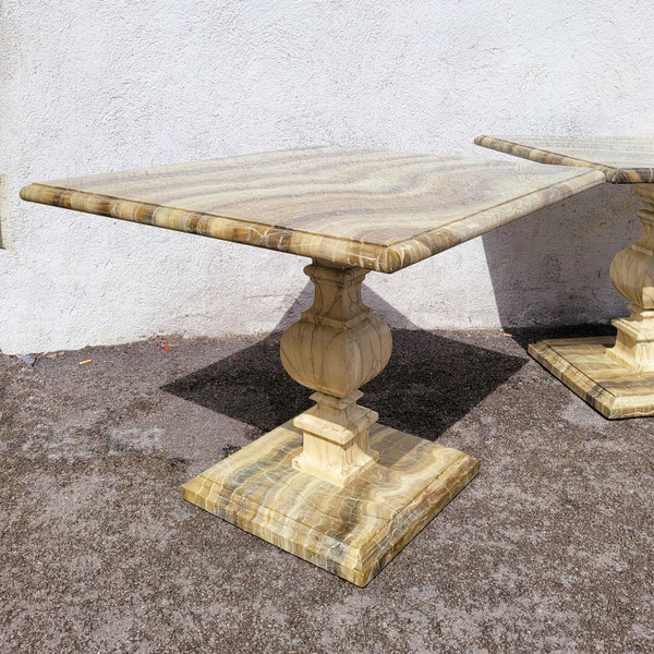 2 Tables Ou Bouts De Canapé Peintes Faux-marbre, XXth Century