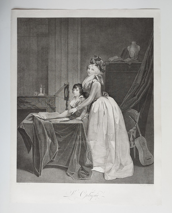 Optics Portrait Louise Danton Engraving After Boilly 18th C Old Print Etching