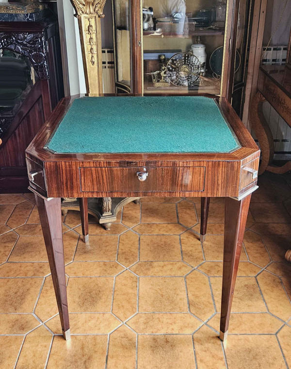 Art Deco Period Rosewood and Nickel-plated Bronze Games Table