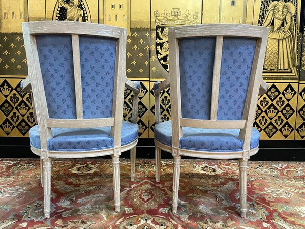 Pair of Louis XVI style cabriolet armchairs