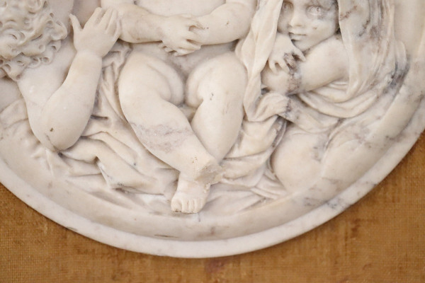 Sculptures Bas-Relief en Marbre Blanc avec Cadres, 19ème Siècle, Set de 2