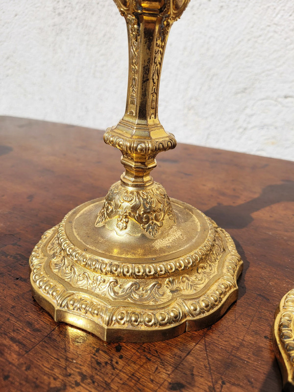 Pair Of Gilt Bronze Mercury Candlesticks, 19th Century