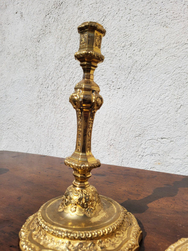 Pair Of Gilt Bronze Mercury Candlesticks, 19th Century