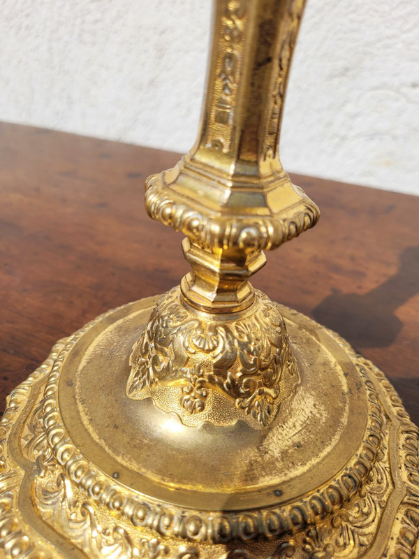 Pair Of Gilt Bronze Mercury Candlesticks, 19th Century