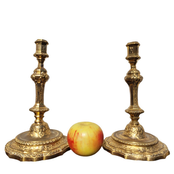 Pair Of Gilt Bronze Mercury Candlesticks, 19th Century