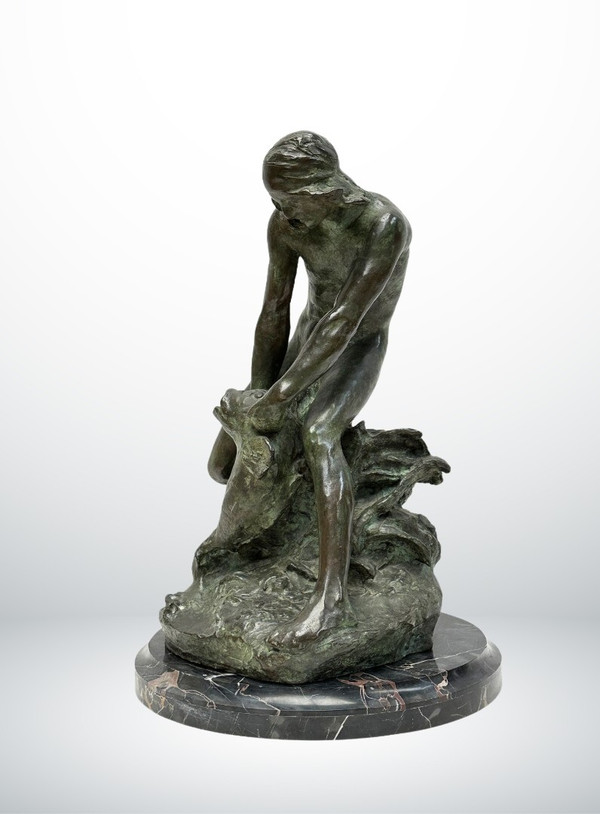 Raoul Larche, Bronze Le Pêcheur, Art Nouveau