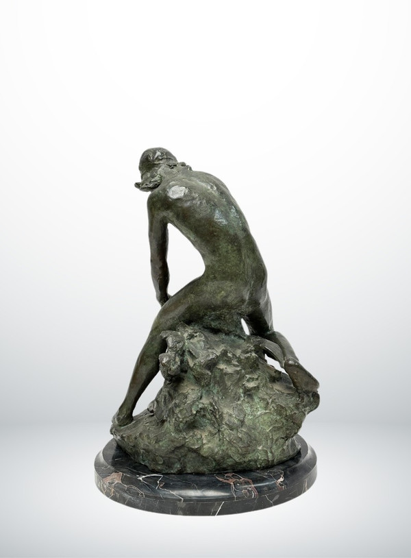 Raoul Larche, Bronze Le Pêcheur, Art Nouveau