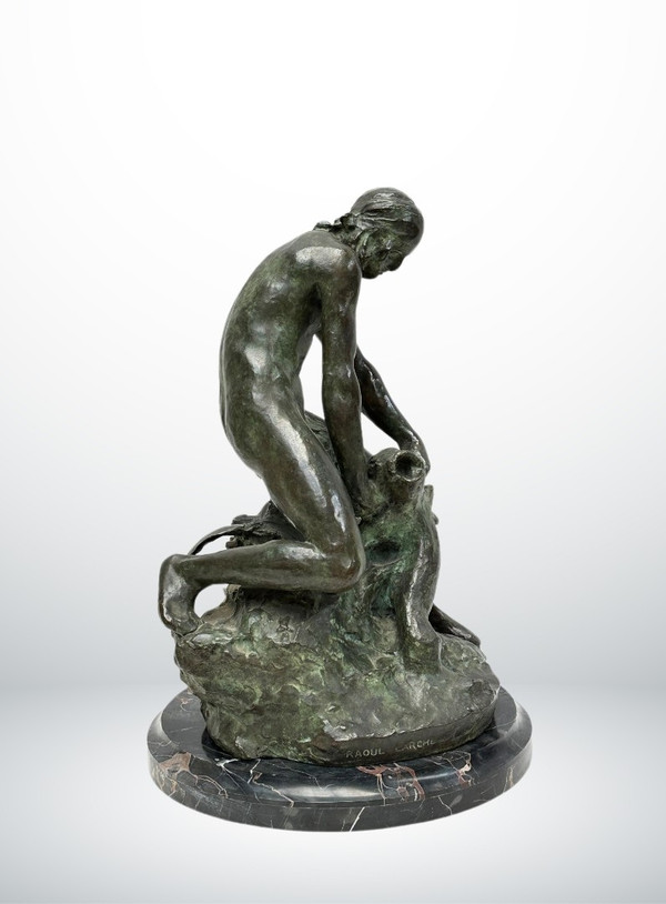 Raoul Larche, Bronze Le Pêcheur, Art Nouveau