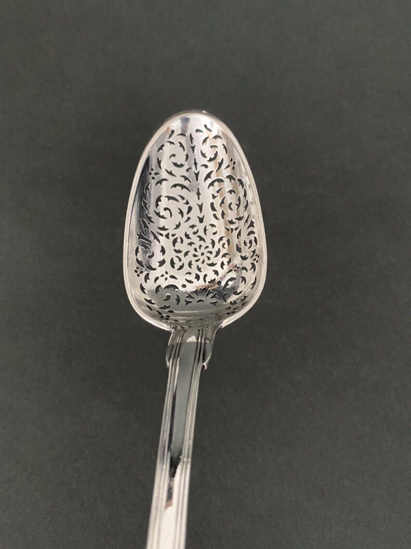 Solid silver olive spoon Fermiers généraux hallmarks