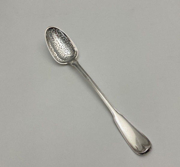 Solid silver olive spoon Fermiers généraux hallmarks