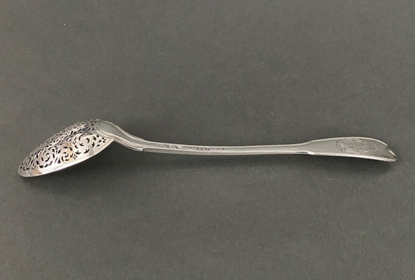 Solid silver olive spoon Fermiers généraux hallmarks