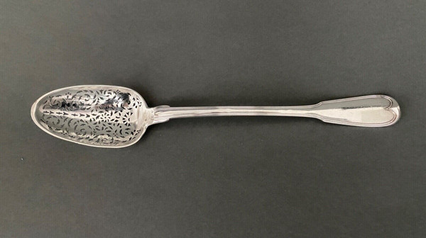 Solid silver olive spoon Fermiers généraux hallmarks