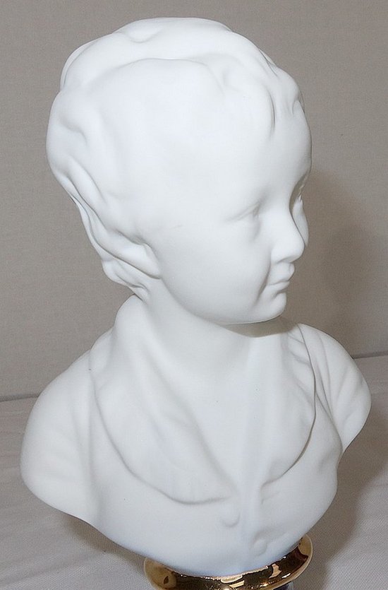  Piccolo busto di Alexandre Brongniart in biscotto di Limoges, da J.A. Houdon - metà XX secolo