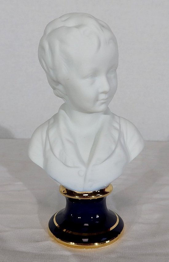  Piccolo busto di Alexandre Brongniart in biscotto di Limoges, da J.A. Houdon - metà XX secolo