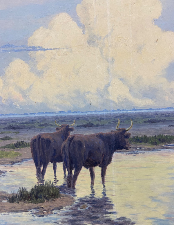 Henri Bésiné "Bulls in the Camargue