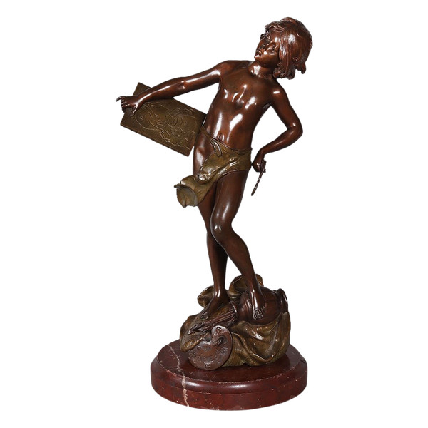 Bronze 19th century, 56 cm, MOREAU Louis Auguste 1834/1917, The Art Critic