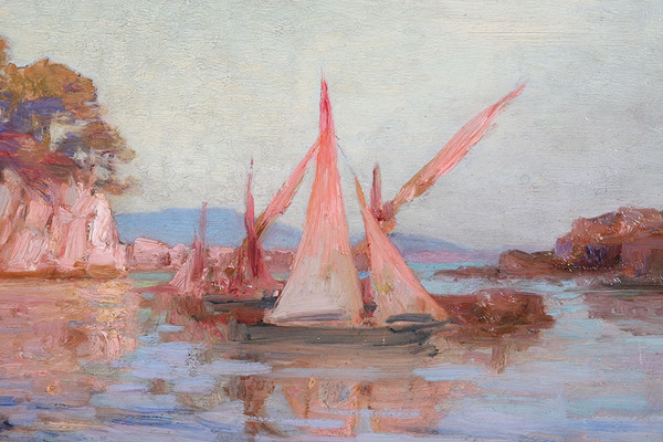 Painting dated: 1905, by Paul LECUIT-MONROY 1858 /1926, seaside near Toulon