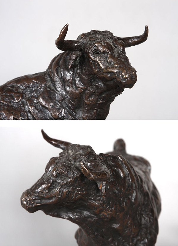 Bronze Bull, early XXth century, bullfighting, signed