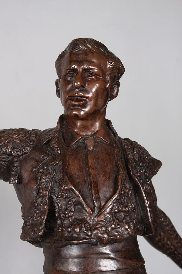 Bronze Taureaumachie, 67 cm, circa 1910, by Edmond DESCA 1855/1918, Matador, Toréador