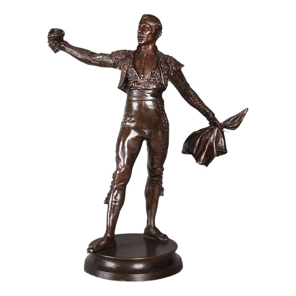 Bronze Taureaumachie, 67 cm, circa 1910, by Edmond DESCA 1855/1918, Matador, Toréador