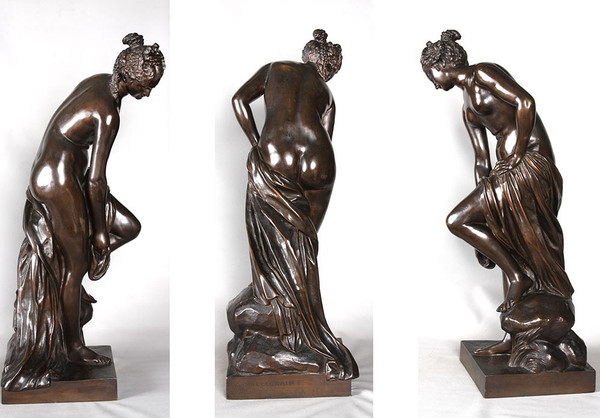 Large Bronze XIX ème, Christophe Gabriel ALLEGRAIN 1710/1795, Venus in the bath