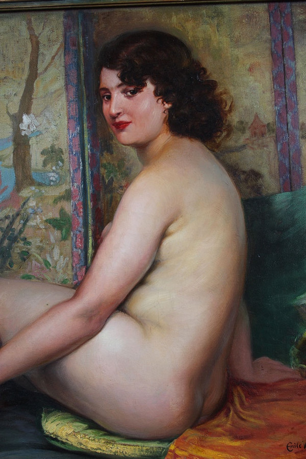 Nude from 1944, by Emile Van Damme, 112 cm, École Française