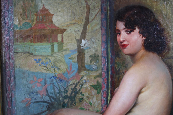 Nude from 1944, by Emile Van Damme, 112 cm, École Française