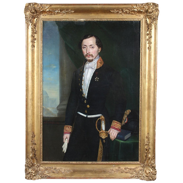 Grande ritratto, 150 cm, di Louise Phalipon, datato 1849, ingegnere capo del dipartimento Ponts et Chaussées.