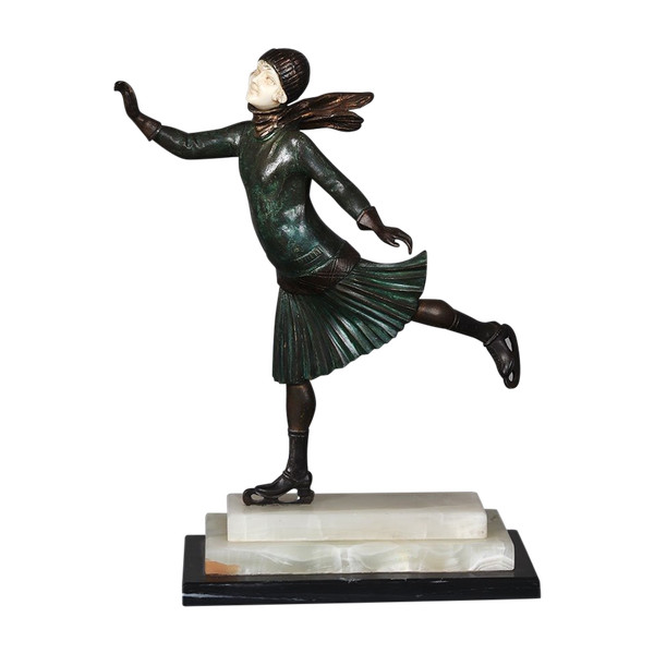 CHIPARUS (1886-1947), 36 cm, Chryséléphantine, signed, Patineuse