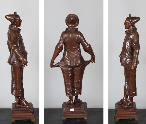 Adrien GAUDEZ 1845/1902, Bronze 55 cm, Pierrot, 19th century